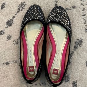 Black and metallic gold Elaine Turner flats